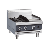 Cobra C6C-B 600mm Two Burner / Griddle Gas Cooktop - Bench Model