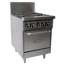 Garland Restaurant Range 600mm Wide 4 Open Burner w Oven Nat Gas- GF24-4L-NG