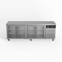 Four Door Commercial Glass Door Worktop / Under Bench Display Fridge 700mm Depth