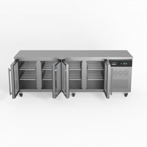 Four Door Commercial Glass Door Worktop / Under Bench Display Fridge 700mm Depth