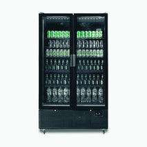 Upright Display Fridge – 1126L – 2 Door – Flat Glass Black