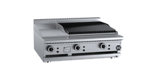 B+S Black Combination 300mm Grill Plate 600mm Char Broiler Bench Mounted BT-GRP3-CBR6BM