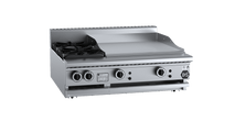 B+S Black Combination Two Open Burners 600mm Grill Plate Bench Mounted BT-SB2-GRP6BM