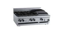 B+S Black Combination Four Open Burners 300mm Char Broiler Bench Mounted BT-SB4-CBR3BM