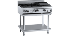 B+S Black Combination Four Open Burners 300mm Char Broiler BT-SB4-CBR3