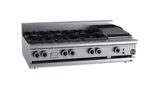 B+S Black Combination Six Open Burners 300mm Char Broiler Bench Mounted BT-SB6-CBR3BM
