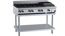 B+S Black Combination Six Open Burners 300mm Char Broiler BT-SB6-CBR3