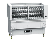 Gresilva horizontal multifuction gas rodizio grill on base with auto fill water bath feed.