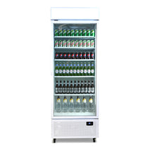 Upright Display Fridge - 659L - 1 Door - Flat Glass - LED - Lighbox - White