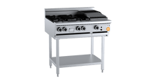 K+ Combination Four Open Burners 300mm Char Broiler On Stand KBT-SB4-CBR3