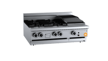 K+ Combination Bench Mounted Four Open Burners 300mm Char Broiler KBT-SB4-CBR3 BM