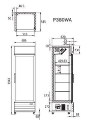 Single Glass Door Mounted Fridge P380WA