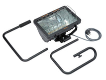 VARMATEC Revolving Floor Model single waterproof infrared Heater with handle and heat resistant safety glass.