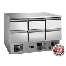 6 drawers S/S Compact Workbench Fridge - GNS1300-6D