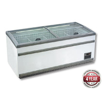 ZCD-E185S Supermarket Island Dual Temperature Freezer & Chiller with Glass Sliding Lids