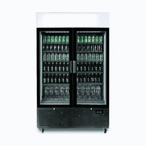 Upright Display Fridge – 1082L – 2 Door – Flat Glass – Lightbox Black