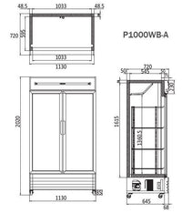 Double Glass Door Mounted Fridge P1000WB-A