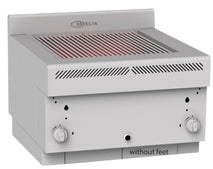 Gresilva horizontal fixed gas grill drop in unit with manual water feed. Grilling area of 588mm x 618mm