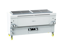Gresilva horizontal fixed mega gas grill on base with auto fill water feed. Grilling area of 1496mm x 478mm
