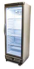 Upright Display Fridge - 290L - Flat Glass Door -White with silver details