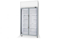 TME1000N-AC 2 Glass Door Display or Storage Fridge, Lit Sign