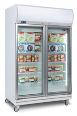 Upright Display Freezer - 976L - Two Doors - Flat Glass - Lightbox