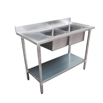 Economic 304 Grade SS Right Double Sink Bench 1500x600x900 with 400 and 500x400x250 sinks 1500-6-DSBR