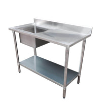 Economic 304 Grade SS Left Single Sink Bench 1500x600x900 with 500x400x250 sink 1500-6-SSBL