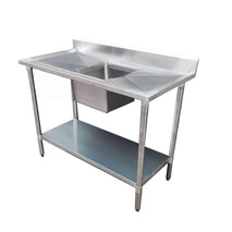 1200-6-SSBC Economic 304 Grade SS Centre Single Sink Bench 1200x600x900 with 400x400x250 sink