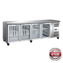 GN4100TNG - 4 Glass Door Gastronorm Bench Fridge