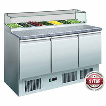 GNS1300E Three Door Salad Marble Prep Top