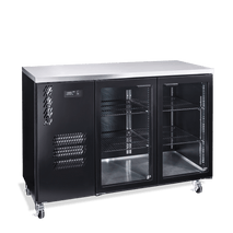 Cameo - Two Door Black Colorbond Under Counter Display Refrigerator