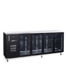 Cameo - Four Door Black Colorbond Under Counter Display Refrigerator