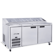 Jade Pizza - Two Door Stainless Steel Pizza Prep Counter Refrigerator With Blown Air Well