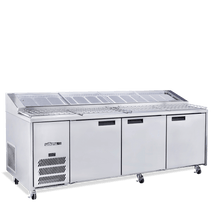 Jade Pizza - Three Door Stainless Steel Pizza Prep Counter Refrigerator With Blown Air Well