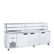 Jade Sandwich - Three Door White Colorbond Prep Counter Refrigerator With Blown Air Well