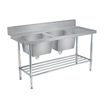 Simply Stainless Double Sink Dishwasher Inlet Bench SS09