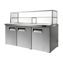 600L 3 DOOR SANDWICH BAR WITH GLASS CANOPY 18 x GN1/6 Trays